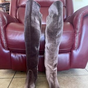 Gianni Bini Brown Velvet Like Over Knee Boots 11M